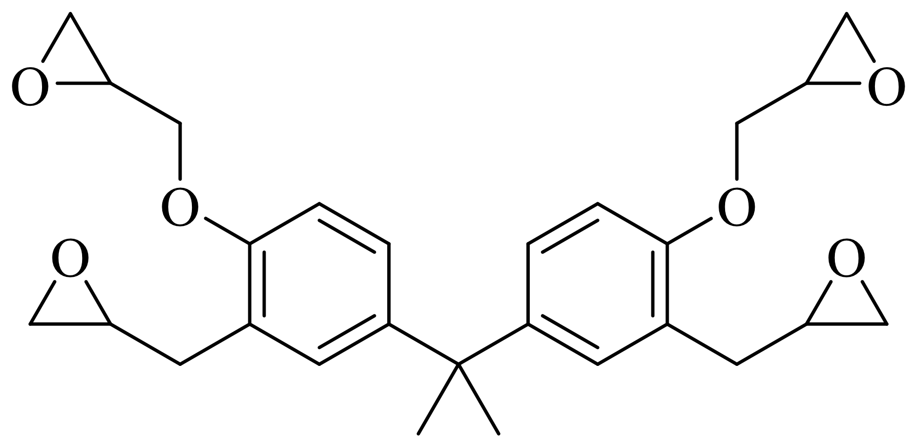 YW-614 · Tetrafunctional bisphenol A epoxy resin · estruktura mula sa ibinigay na brochure ng produkto