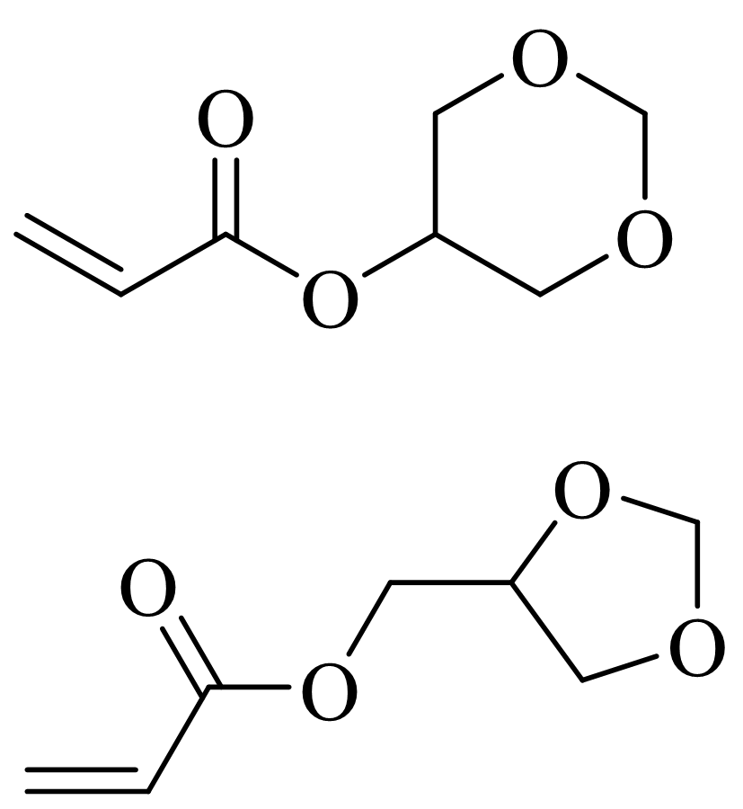 YW-811 · Glycerol formal acrylate · estruktura mula sa ibinigay na brochure ng produkto